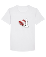 Nebun de alb Tricou mânecă scurtă guler larg Bărbat Skater