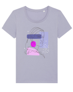 Very Peri portrait Tricou mânecă scurtă guler larg fitted Damă Expresser
