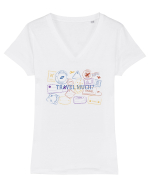 Travel much? Tricou mânecă scurtă guler V Damă Evoker