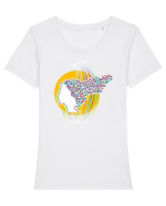 Fata cu fluturi Tricou mânecă scurtă guler larg fitted Damă Expresser