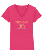 Coffee and dogs Tricou mânecă scurtă guler V Damă Evoker