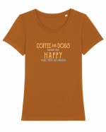 Coffee and dogs Tricou mânecă scurtă guler larg fitted Damă Expresser