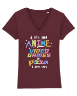 Anime Video games or Pizza Tricou mânecă scurtă guler V Damă Evoker