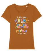 Anime Video games or Pizza Tricou mânecă scurtă guler larg fitted Damă Expresser