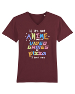 Anime Video games or Pizza Tricou mânecă scurtă guler V Bărbat Presenter