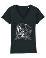 Mystycal Butterfly and the Eye of Providence Tricou mânecă scurtă guler V Damă Evoker