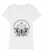 Mystycal Butterfly Full Moon Tricou mânecă scurtă guler V Damă Evoker