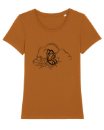Mystycal Butterfly Clouds Tricou mânecă scurtă guler larg fitted Damă Expresser