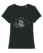 Mystycal Butterfly Clouds Tricou mânecă scurtă guler larg fitted Damă Expresser