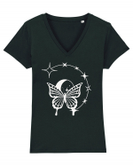 Mystycal Butterfly Stars Tricou mânecă scurtă guler V Damă Evoker
