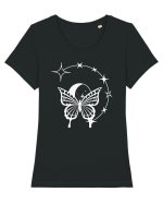 Mystycal Butterfly Stars Tricou mânecă scurtă guler larg fitted Damă Expresser