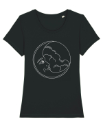 Mystycal Moon Tricou mânecă scurtă guler larg fitted Damă Expresser