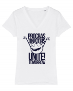 Procrastinators Unite Tomorrow Tricou mânecă scurtă guler V Damă Evoker