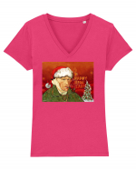 Happy New Ear Santa Gogh Tricou mânecă scurtă guler V Damă Evoker