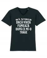 Ma-ntreb daca viata fumeaza dupa ce mi-o trage Tricou mânecă scurtă guler V Bărbat Presenter