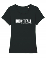 I DIDN'T FALL I ATTACKED THE FLOOR Tricou mânecă scurtă guler larg fitted Damă Expresser