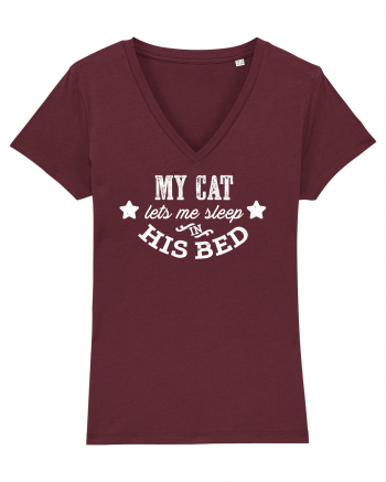 My cat lets me sleep in his bed Burgundy