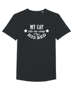 My cat lets me sleep in his bed Tricou mânecă scurtă guler larg Bărbat Skater
