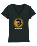 Craniu cu casti - skullphones 07 galben Tricou mânecă scurtă guler V Damă Evoker