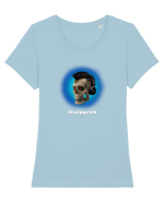 Craniu cu casti - skullphones 07 albastru 2 Tricou mânecă scurtă guler larg fitted Damă Expresser