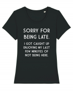 SORRY FOR BEING LATE Tricou mânecă scurtă guler larg fitted Damă Expresser