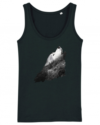 Wolf howling Black