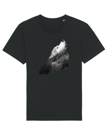 Wolf howling Black