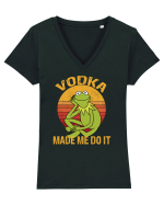 VODKA MADE ME DO IT KERMIT Tricou mânecă scurtă guler V Damă Evoker