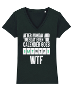WTF Calender Tricou mânecă scurtă guler V Damă Evoker
