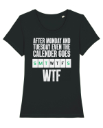 WTF Calender Tricou mânecă scurtă guler larg fitted Damă Expresser