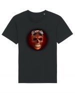 Craniu roșu - skull red 03 black Tricou mânecă scurtă Unisex Rocker