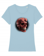 Craniu roșu - skull red 05 black Tricou mânecă scurtă guler larg fitted Damă Expresser