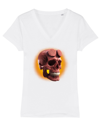 Craniu roșu - skull red 05 orange White