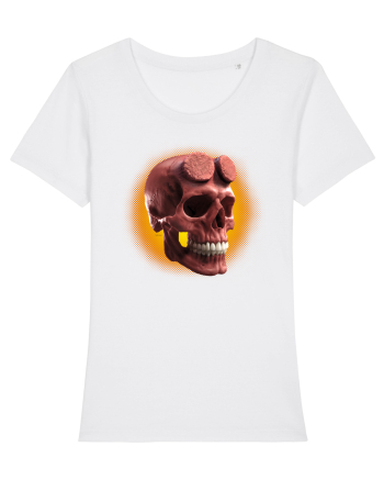 Craniu roșu - skull red 05 orange White