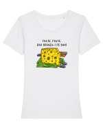 Frate, frate, dar brânza-i pe bani Tricou mânecă scurtă guler larg fitted Damă Expresser