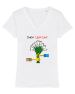 Ținem legătura (de ceapă) Tricou mânecă scurtă guler V Damă Evoker