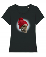 Craniu cu caciulă - skullbeanie 02-91 Tricou mânecă scurtă guler larg fitted Damă Expresser