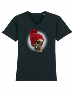 Craniu cu caciulă - skullbeanie 02-91 Tricou mânecă scurtă guler V Bărbat Presenter