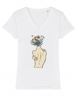 Body of Flowers Tricou mânecă scurtă guler V Damă Evoker