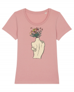 Body of Flowers Tricou mânecă scurtă guler larg fitted Damă Expresser