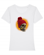 Craniu cu caciulă - skullbeanie 02-01 Tricou mânecă scurtă guler larg fitted Damă Expresser