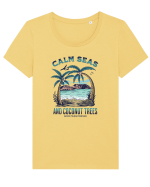 De vară: Calm seas and coconut trees Tricou mânecă scurtă guler larg fitted Damă Expresser
