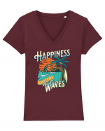 De vară: Happiness comes in waves Tricou mânecă scurtă guler V Damă Evoker