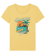 De vară: Happiness comes in waves Tricou mânecă scurtă guler larg fitted Damă Expresser