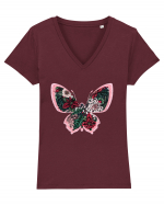 Butterfly Boho Tricou mânecă scurtă guler V Damă Evoker