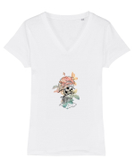 David Tricou mânecă scurtă guler V Damă Evoker