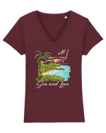 De vara: All I need is sea and love - black Tricou mânecă scurtă guler V Damă Evoker