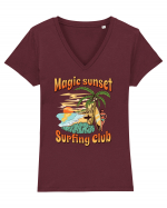 De vară: Magic sunset surfing club Tricou mânecă scurtă guler V Damă Evoker