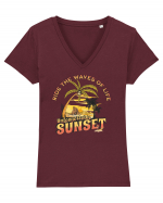 De vară: Unforgettable sunset Tricou mânecă scurtă guler V Damă Evoker