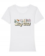 Stay Wild Tricou mânecă scurtă guler larg fitted Damă Expresser